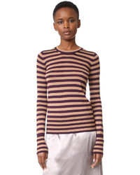Dark Purple Horizontal Striped Crew-neck Sweater