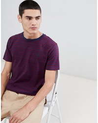 Polo Ralph Lauren Custom Slim Fit Stripe T Shirt Player Logo In Burgundynavy