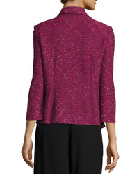Ming Wang 34 Sleeve Shimmery Knit Jacket Boa