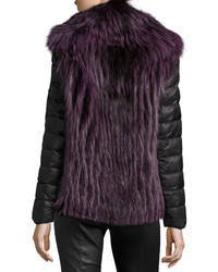 GORSKI Fox Fur Jacket W Removable Down Sleeves Violet