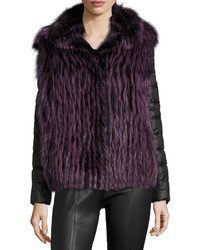 GORSKI Fox Fur Jacket W Removable Down Sleeves Violet