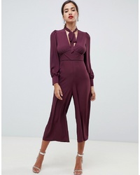ASOS DESIGN Tea Jumpsuit With Tie Neck And Piping