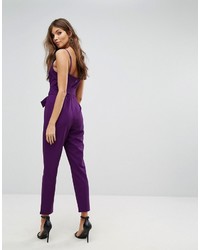 Asos Wrap Front Jumpsuit With Peg Leg And Self Belt