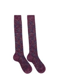 Gucci Purple And Blue Gg Supreme Socks