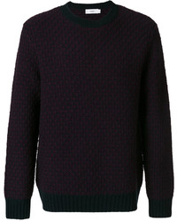 Dark Purple Knit Crew-neck Sweater