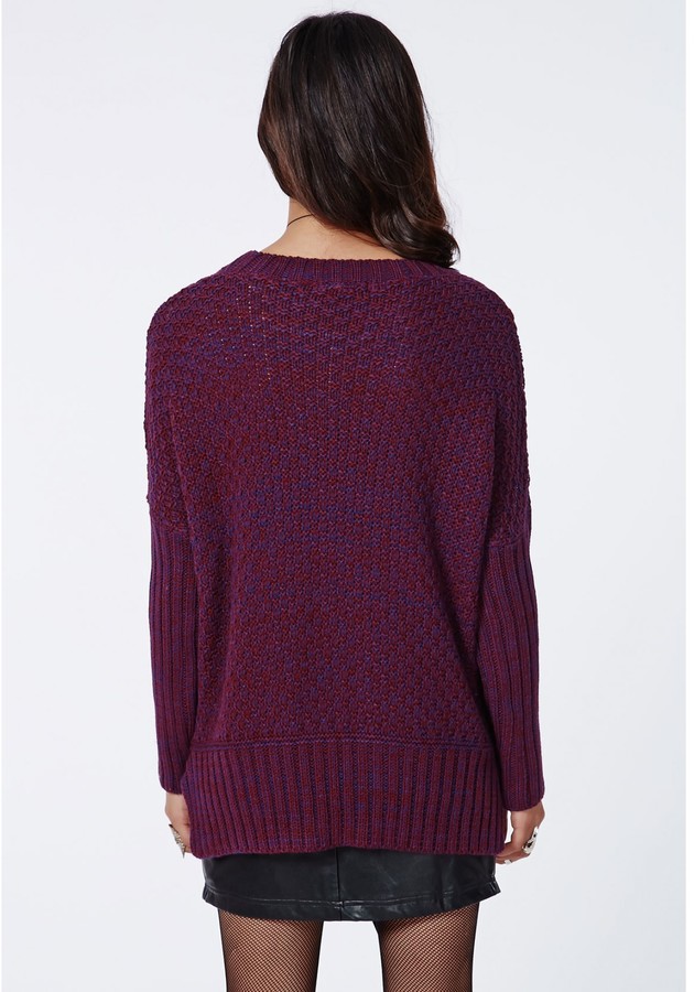 Missguided Eulalia Cable Knit Jumper Purple, 50 Missguided Lookastic