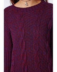 Missguided Eulalia Cable Knit Jumper Purple