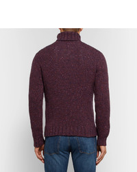 Etro Cable Knit Mlange Wool And Cashmere Blend Rollneck Sweater