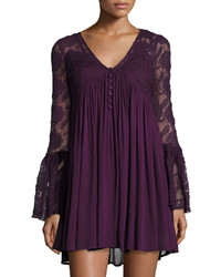 Romeo & Juliet Couture Bell Sleeve Lace Dress Purple