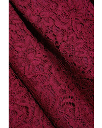 Burberry Corded Cotton Blend Lace Dress Claret