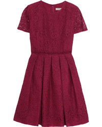 Burberry Corded Cotton Blend Lace Dress Claret