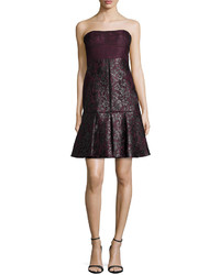 J. Mendel Strapless Lace Dress Wpleated Skirt Vin