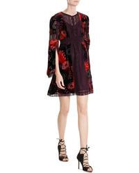 Anna Sui Velvet Dress With Lace Trims