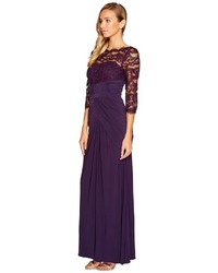 Adrianna Papell Lace And Draped Jersey Gown Dress
