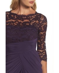 Adrianna Papell Lace Draped Jersey Gown
