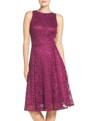 Dark Purple Lace Fit and Flare Dress