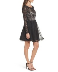Sequin Hearts Tie Back Glitter Lace Fit Flare Minidress