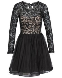 Sequin Hearts Tie Back Glitter Lace Fit Flare Minidress