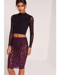 Missguided Lace Midi Skirt With Knickers Purple