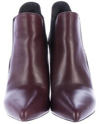 Saint Laurent Pointed Toe Leather Ankle Boots