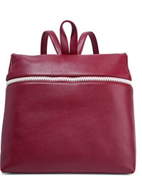 Kara Large Textured Leather Backpack Burgundy
