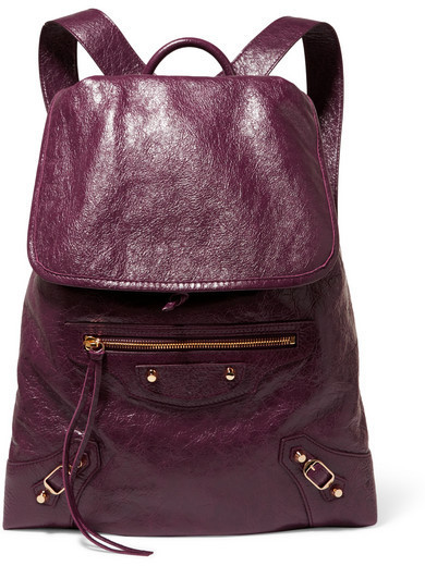 leather back-pack Brown,Purple - LeChampêtre Pampa Light Brown