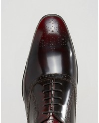 Asos Brogue Shoes In Burgundy Leather