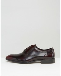 Asos Brogue Shoes In Burgundy Leather