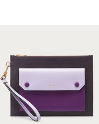 Mereedith Leather Clutch In Purple