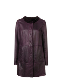 Dark Purple Leather Coat