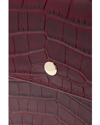 Elizabeth and James Eloise Mini Suede Trimmed Croc Effect Leather Shoulder Bag Burgundy