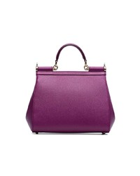 Dolce & Gabbana Purple Sicily Medium Leather Tote Bag