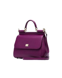Dolce & Gabbana Purple Sicily Medium Leather Tote Bag