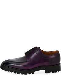 Bally Scuber Lug Sole Leather Derby Shoe Purple