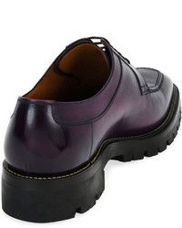 Bally Scuber Lug Sole Leather Derby Shoe Purple