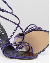 Office Spindle Purple Mirror Strappy Heeled Sandals