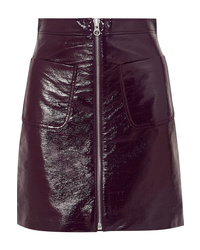 Dark Purple Leather Mini Skirt