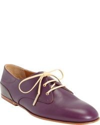 Dark Purple Leather Oxford Shoes