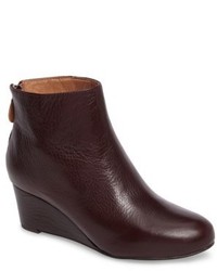 Dark Purple Leather Wedge Ankle Boots