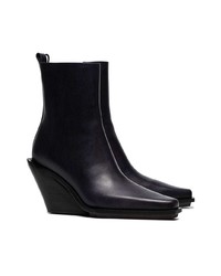 Ann Demeulemeester Purple 100 Leather Wedge Ankle Boots