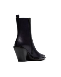 Ann Demeulemeester Purple 100 Leather Wedge Ankle Boots