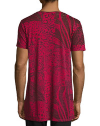 Diesel Marcuso Mixed Animal Print T Shirt Red