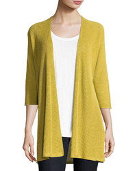 Eileen Fisher 34 Sleeve Organic Linen Links Cardigan Plus Size