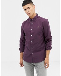 Farah Brewer Slim Fit Oxford Shirt In Purple