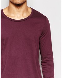 Asos Brand Long Sleeve T Shirt With Scoop Neck In Purple