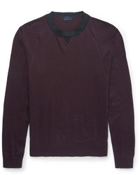 Dark Purple Mesh Crew-neck Sweater