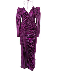 Preen by Thornton Bregazzi Lazarus Ruched Lam Midi Dress Purple
