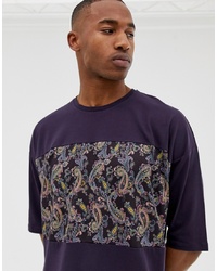 ASOS DESIGN Oversized T Shirt With Paisley Cut And Sew Panel With Half Sleeve