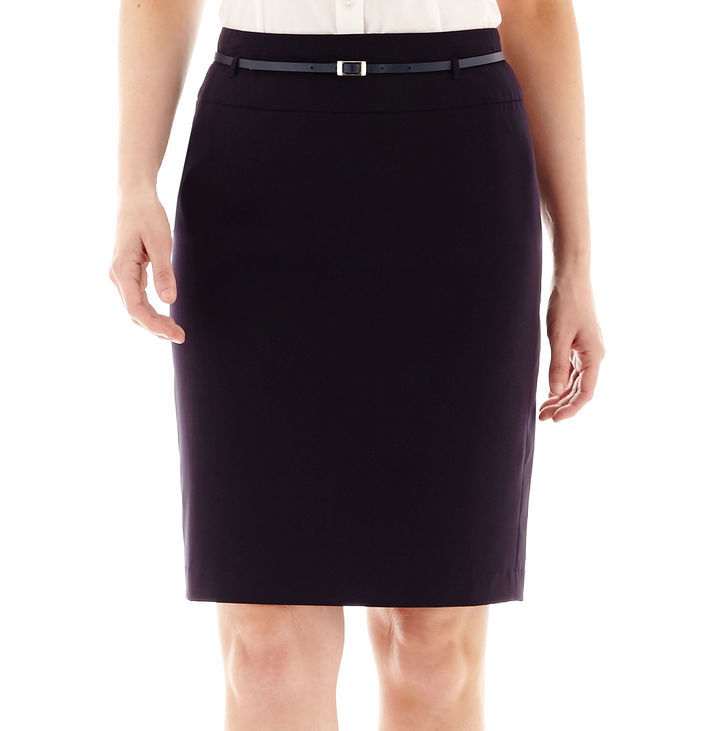 Liz Claiborne Belted Pencil Skirt, $44 | jcpenney | Lookastic