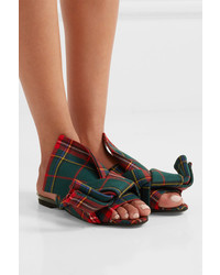 No.21 No 21 Knotted Plaid Canvas Slides Red